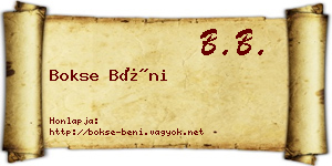 Bokse Béni névjegykártya